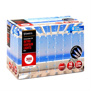 Lytworx 2.0m x 2.4m Blue Connectable LED Retro Curtain Lights 300 LEDs