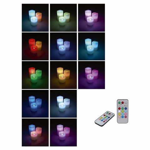 Remote Control Colour Changing 3 LED Candles / Battery Operated