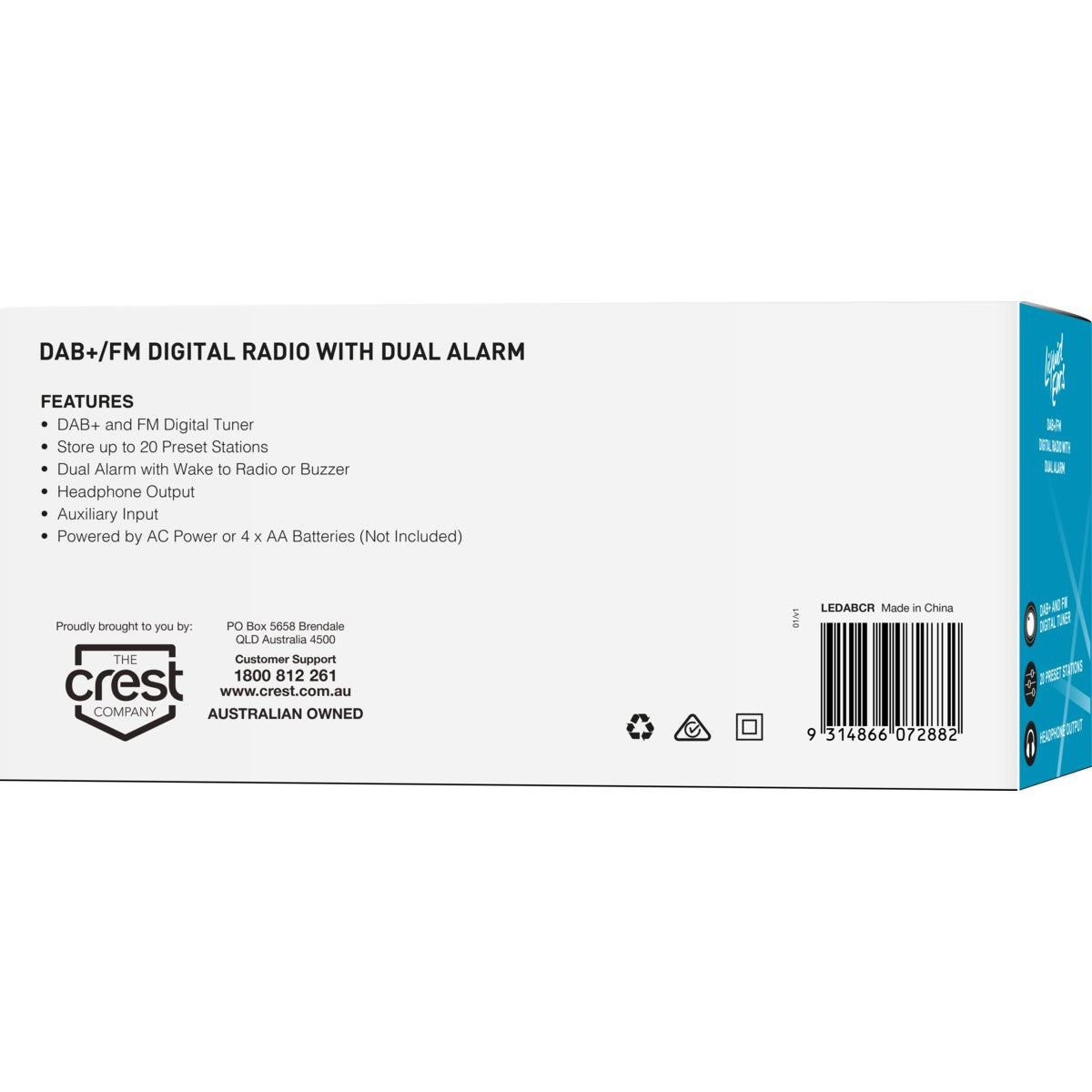 Liquid Ears DAB+ FM Dual Alarm Clock Radio