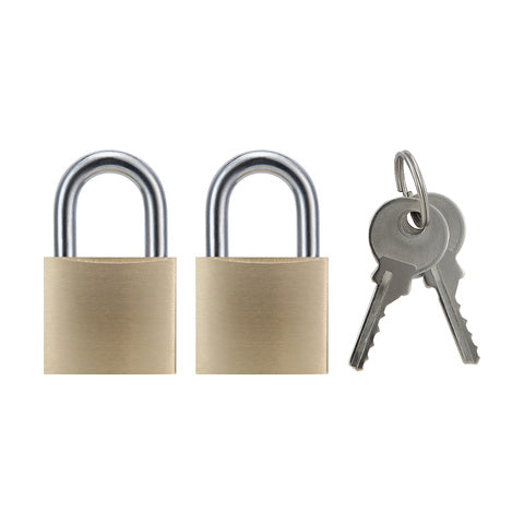 Brass Padlock Golden - 4cm, Set of 2 - TheITmart