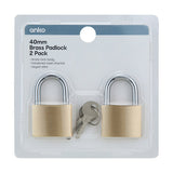 Brass Padlock Golden - 4cm, Set of 2 - TheITmart