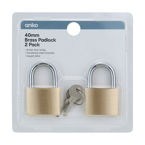 Brass Padlock Golden - 4cm, Set of 2 - TheITmart