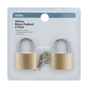 Brass Padlock Golden - 4cm, Set of 2