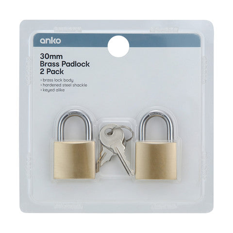 Brass Padlock Golden - 3cm, Set of 2