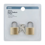 Brass Padlock Golden - 3cm, Set of 2