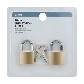 Brass Padlock Golden - 3cm, Set of 2