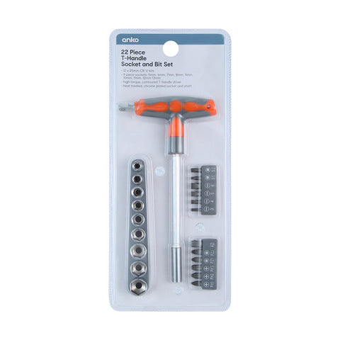 Anko 22-Piece T Handle Socket and Bit Set - TheITmart