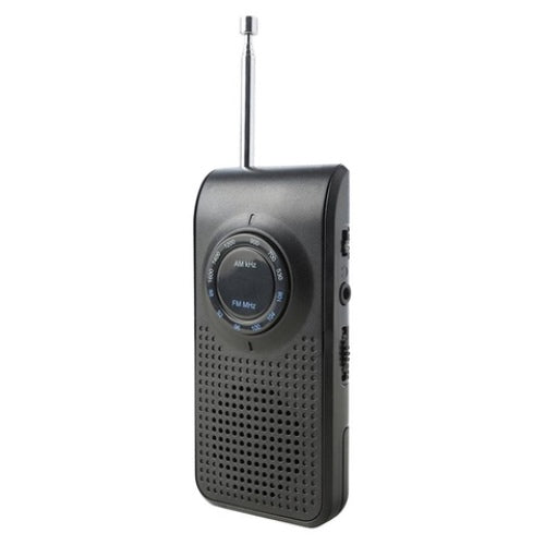 Portable Pocket AM/FM Radio - Black with Telescopic Antenna