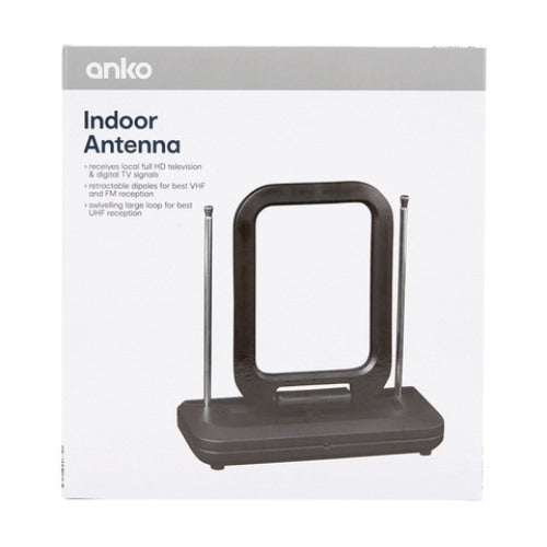 Anko Black Indoor VHF & UHF TV Antenna / For Digital TV Signals/ Full HD