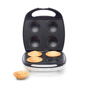 Pie Maker - White / Bakes 4 Pies in 1 Go with Non-Stick Cooking Plate