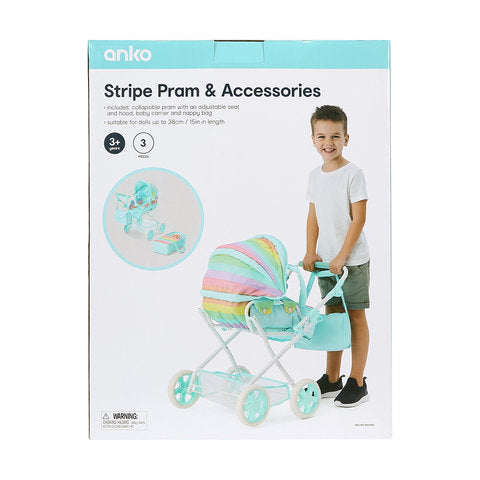 Anko Striped Pram and Bag Set / Age: 3+ Years