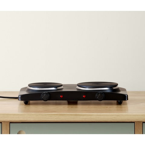 Black Double Hot Plate / with Non Slip Rubber Feet - TheITmart