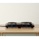 Black Double Hot Plate / with Non Slip Rubber Feet - TheITmart