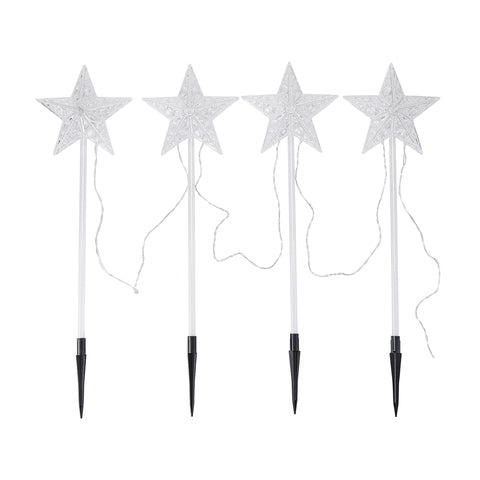 Anko 45cm Solar Powered 4 Star Stake Lights 40 LEDs Outdoor - TheITmart