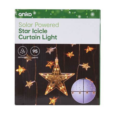 Anko 95 Warm White Solar Powered Star Icicle Curtain Light - TheITmart