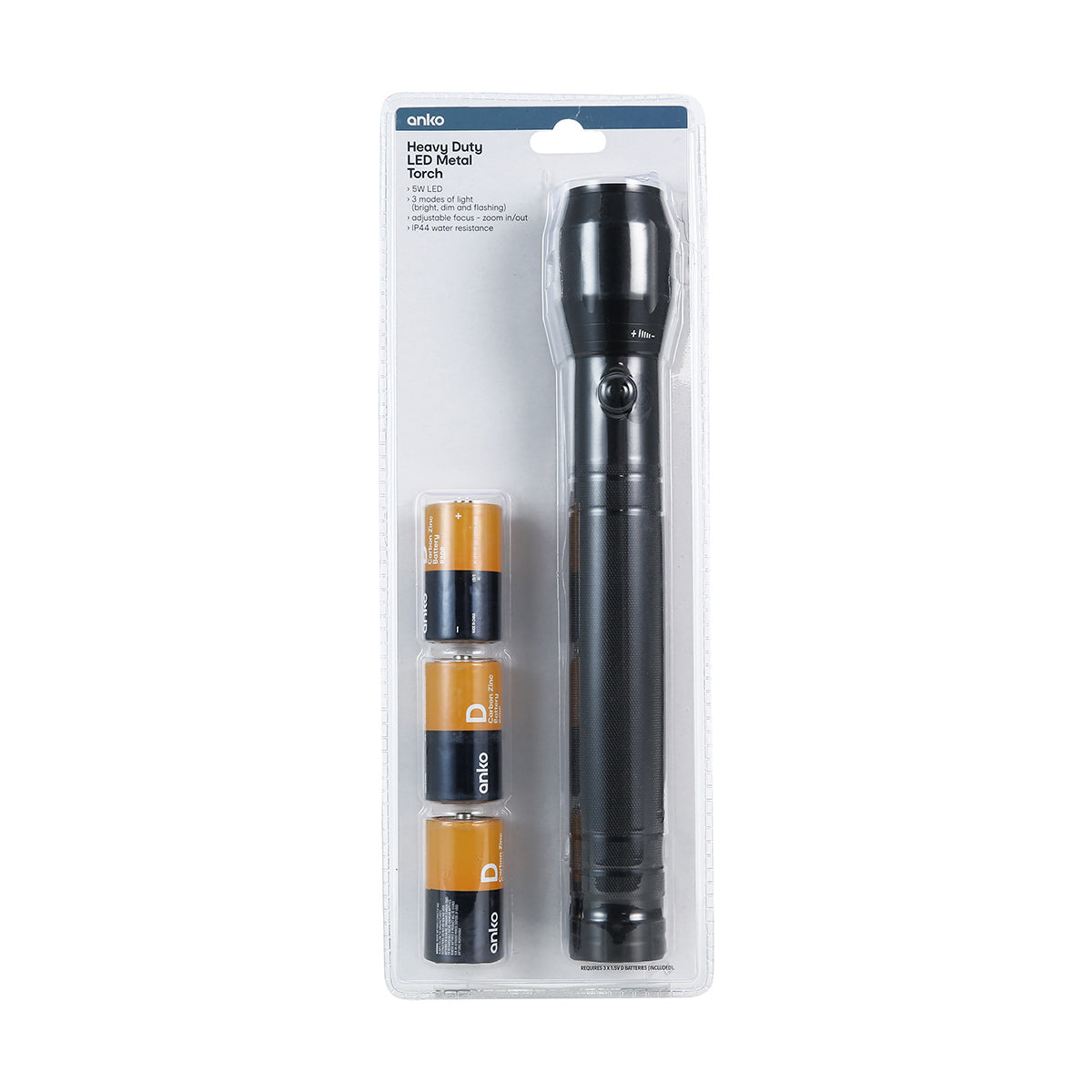 Anko 5W Heavy Duty LED Metal Torch