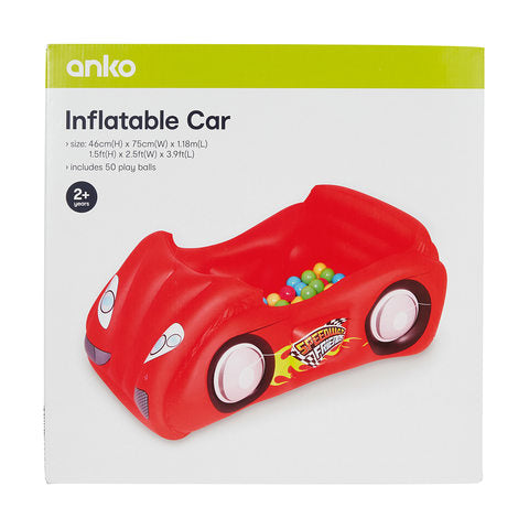 Anko Red Inflatable Car with 50 Playballs/Suitable for Ages 2+ Years - TheITmart