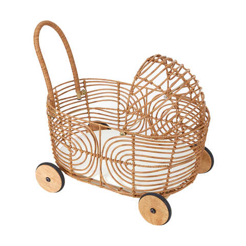 Anko Faux Rattan Pram With Mattresses/Suitable for Ages 3+ Years