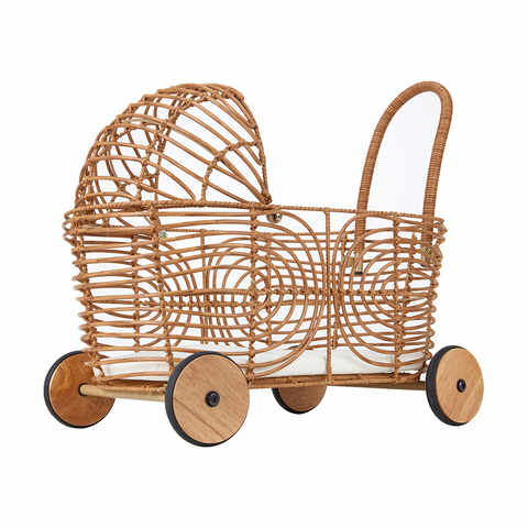 Anko Faux Rattan Pram With Mattresses/Suitable for Ages 3+ Years