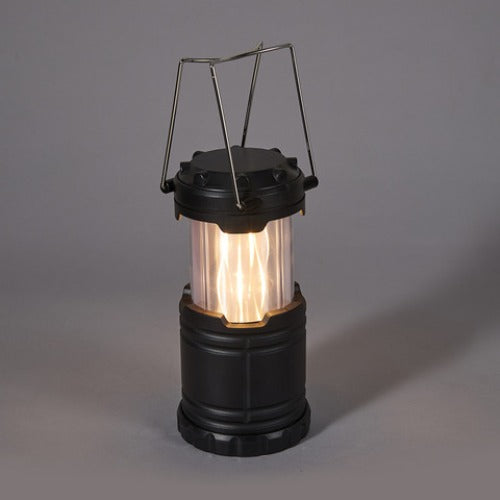 Battery Operated LED Flame Effect Lantern - Black / Ideal for Camping