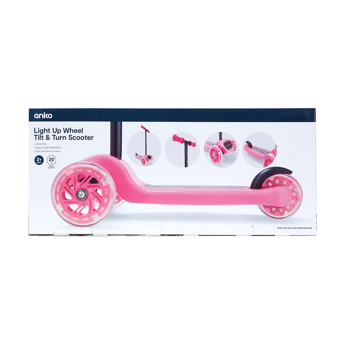 Anko Light Up Wheel Tilt and Turn Scooter - Pink / Suitable for Ages 2+