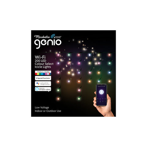 Mirabella Genio Wi-Fi 200 LED Colour Select Icicle Lights - TheITmart