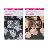Battery Operated 24 Metal String Lights - Assorted - TheITmart