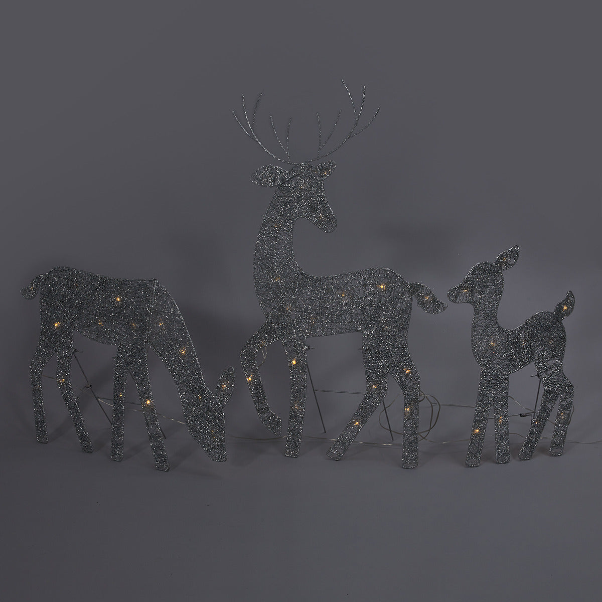 Anko 45 LED Solar Powered 3 Glittered Wire Reindeers - TheITmart