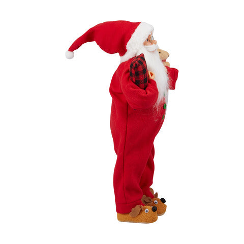 Large Night Time Santa with a Bear and a Pillow