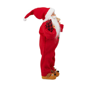 Large Night Time Santa with a Bear and a Pillow