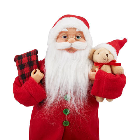 Large Night Time Santa with a Bear and a Pillow