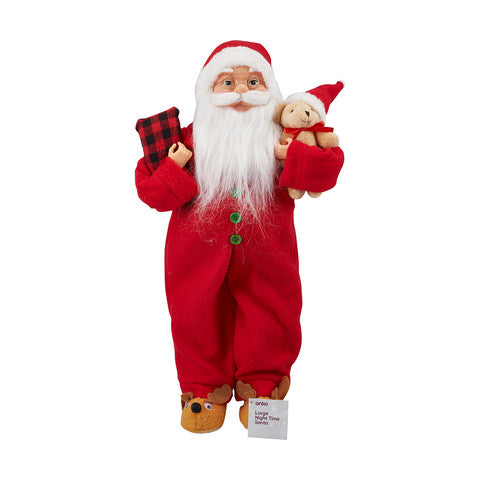 Large Night Time Santa with a Bear and a Pillow