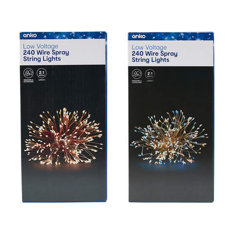Anko 240 Wire Spray String Lights / Warm White Or Multicolour - TheITmart