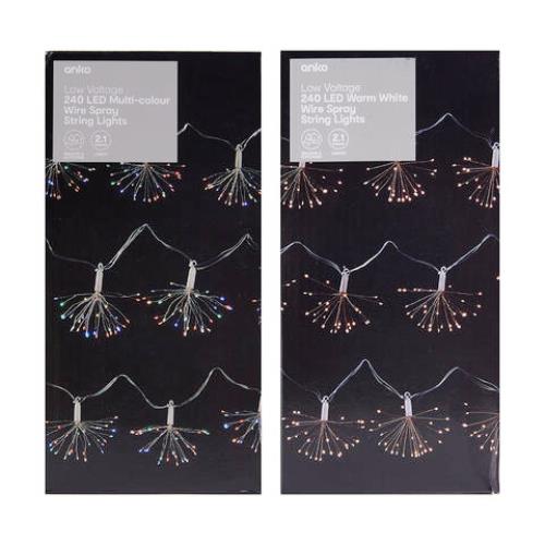 Anko 240 Wire Spray String Lights / Warm White Or Multicolour - TheITmart