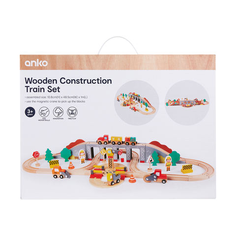 Anko Wooden Construction Train Set / Ages 3+ Years
