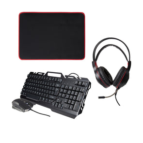 Black 4 in 1 Gaming Combo With Mouse, Keyboard, Headphones & Mouse Pad