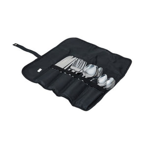 16 Piece Camp Cutlery Tool Set with Black Pouch / Ideal for Camping & Travel