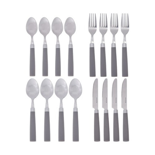 16 Piece Camp Cutlery Tool Set with Black Pouch / Ideal for Camping & Travel