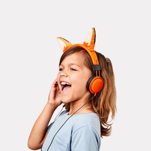 Kids Volume Limited Headphones - Fox / Foldable Design/ Soft Ears Cushions - TheITmart