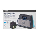 Digital Clock Radio with Wireless Charger - Black / Bluetooth Enabled