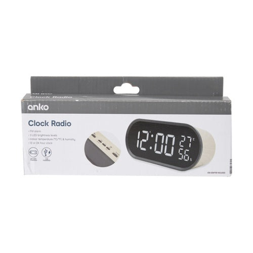 Clock Radio - Wood Look/ Touch Key / Light Sensor/ FM Radio/ Temperature - TheITmart