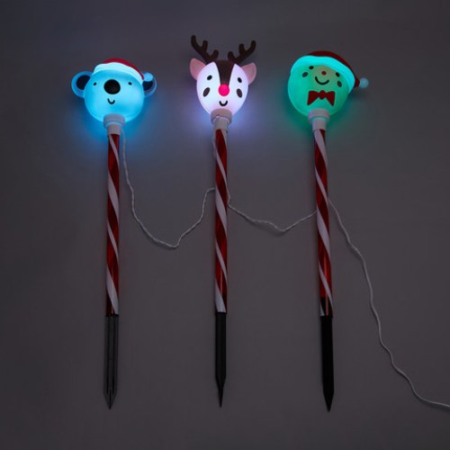 3 Pack Solar Powered Colour Changing Character Stake Lights