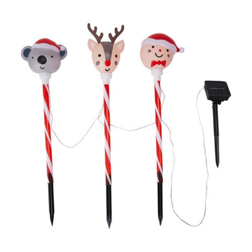 3 Pack Solar Powered Colour Changing Character Stake Lights