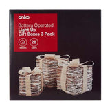 Battery Operated Light Up Gift Boxes - 3 Pack / Warm White LEDs