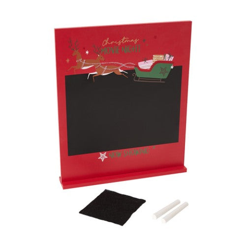 Christmas Festive Movie Board with Chalk - Red & Black