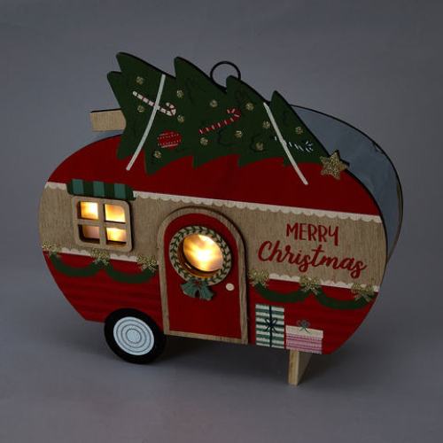 Festive Light Up Merry Christmas Caravan - Multicolour / Battery Operated - TheITmart