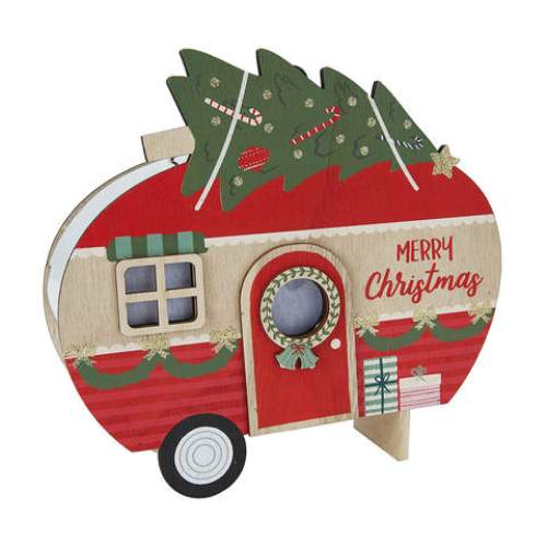Festive Light Up Merry Christmas Caravan - Multicolour / Battery Operated - TheITmart