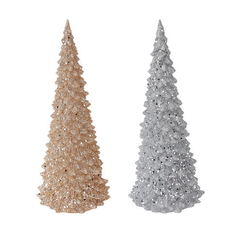 Light Up Glitter Christmas Tree - Assorted* / Gold or Silver Colour