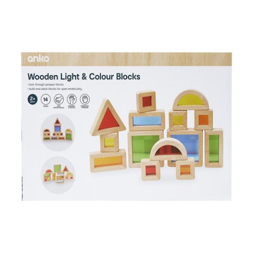 Anko 14 Piece Wooden Light and Colour Blocks / Suitable for ages: 2+ years