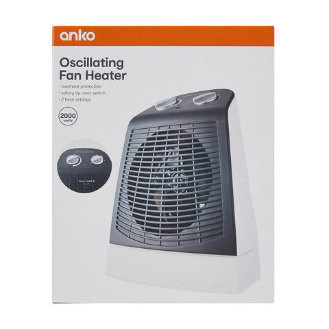 Anko Oscillating Fan Heater / 2 heat settings /Black & white